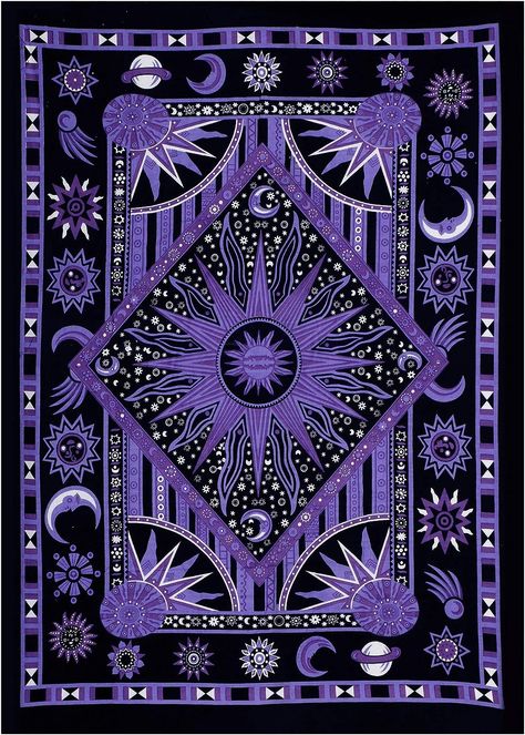 Celestial Poster, Zodiac Tapestry, Hippie Dorm, Boho Hippie Decor, Future Home Aesthetic, Purple Tapestry, Business Mood Board, Hippie Room, Purple World