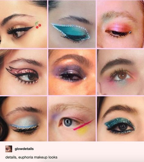 Halo Eyeshadow Looks, Abstract Eye Makeup, Eye Makeup Euphoria, Euphoria Alexa Demie, Neon Eye Makeup, Euphoria Birthday, Euphoria Series, Euphoria Bts, Euphoria Style