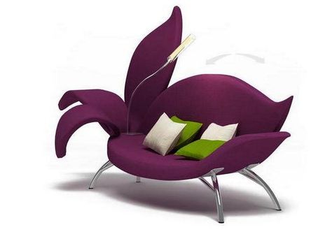 Sofa by Albina Basharova Inspired by Flower, Living Room Furniture Design Purple Furniture, Weird Furniture, Floral Sofa, Room Furniture Design, Modern Sofa Living Room, Unique Sofas, Trendy Furniture, Unique House Design, Furniture Design Living Room