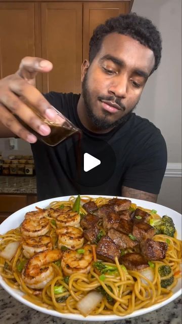 Seafood Network🦞🦐🦀🦑🐙🍤 on Instagram: "Shrimp & Steak Lo Mein 🥩🍤 
🎥 eatwitzo

Full ingredient list: 

1 lb steak of your choice cubed 
1 lb jumbo shrimp 
1/2 lb spaghetti noodles cooked 
Shredded carrots 
Broccoli 
Onion pieces
Sugar snap peas 
1 tbsp of butter (not in video) 
1 tbsp garlic paste
1/2 tbsp ginger paste 
1 tsp garlic powder
1 tsp paprika 
1/2-1 tsp white pepper 

For stir fry sauce: 
2-3 tbsp oyster sauce 
1/4-1/2 cup soy sauce 
1-2 tsp toasted sesame oil 
1/4 cup white sugar 
2 tsp cornstarch + 3 tsp water (cornstarch slurry) 

For teriyaki glaze:
1/4 cup soy sauce 
1/4 cup brown sugar 
1 tbsp oyster sauce 
1 tbsp mirin 

Recipe tips: 

Cook teriyaki glaze on low heat for about 3-5 minutes until sauce begins to thicken. (Add cornstarch slurry if it is too thin) 

Coo Steak Stir Fry Recipes, Steak Lo Mein, Oyster Sauce Recipes, Shrimp Stir Fry Recipes, Mirin Recipe, Shrimp Lo Mein Recipe, Steak Stirfry Recipes, Cj Eats, Stir Fry Shrimp Recipes