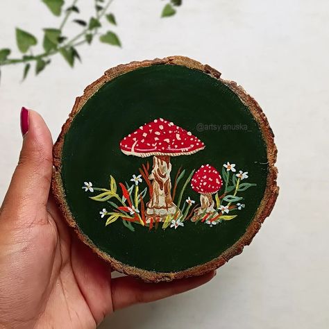 Do you like mushrooms 🍄??? Share your views 👀 . . . . #art #artoftheday #artistsoninstagram #acrylicpainting #woodsliceart #colour #mushrooms #painting #woodslices #drawing #follow #share Mushrooms Painting, Mushroom Painting, Mushroom Paint, Wood Slice Art, Wooden Slices, Wood Burning Art, Round Ornaments, Wood Slices, May 27