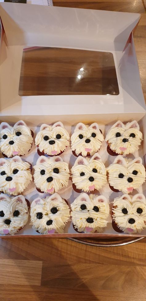 Westie cupcakes Westie Cake Ideas, Westie Cake, Bts Birthdays, Birthday Cake, Baking, Cake, Birthday