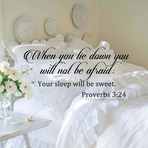 Sweet Sleep Scripture, Proverbs 3:24 Sleep, Bible Verse For Sleep, Night Bible Verse, Sleep Prayers, Good Night Bible Verse, Faith Declarations, Insomnia Quotes, God Night