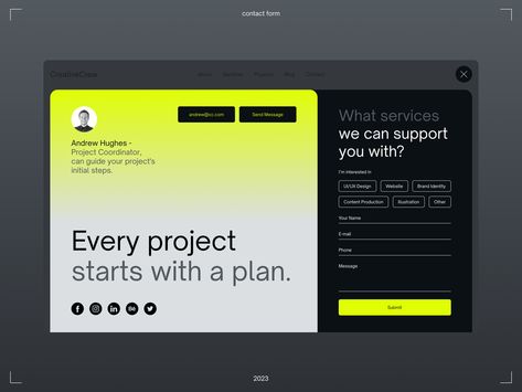 UI/UX, Contact form, web design, UI designer, web concept Contact Design Website, Contact Page Web Design, Form Ui Design, Agency Website Inspiration, Form Design Web, Form Ui, Ux Design Principles, Presentation Design Layout, Ui Design Website