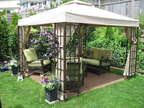 Inexpensive Landscaping, Cheap Landscaping Ideas, Salford City, Design On A Budget, Cheap Backyard, Backyard Gazebo, Small Backyard Gardens, Easy Backyard, Garden Gazebo