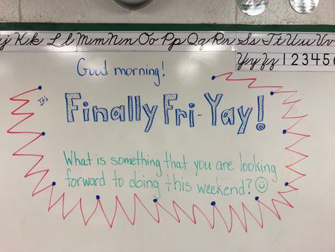 Morning message Friday Morning Meeting Questions, White Board Morning Message, Friday Morning Message Classroom, Whiteboard Messages Friday, Friday Question Of The Day Classroom, Morning Messages Classroom, Thursday Morning Message Classroom, Friday Whiteboard Message, Friday Question Of The Day