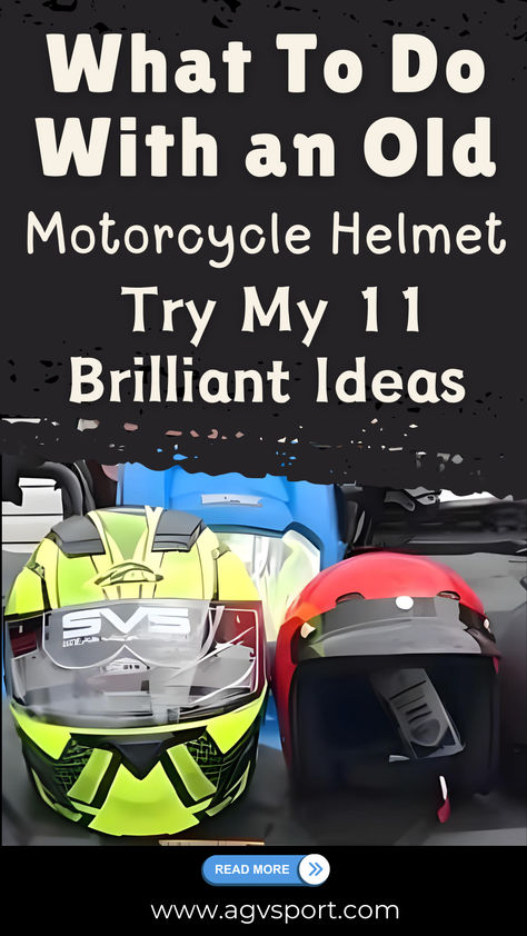 Don't Trash Your Old Helmet! Repurpose it into 15 Creative Things! ️We've got amazing ideas to upcycle it into planters, pet beds, lamps, and more! Get inspired & find the perfect project for you! Click the link to see all 15 ideas!  ➡️ ➡️ Link to our article #motorcyclehelmet #upcycle #recycle #homedecor #diy #gardening Diy Motorcycle Accessories, Motorcycle Helmet Art, Helmet Design Ideas, Motorcycle Helmets Art, Homemade Motorcycle, Motorcycle Diy, Diy Motorcycle, Wall Hanging Storage, Vintage Helmet