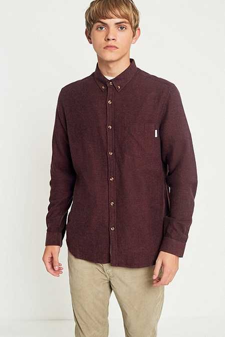 Shore Leave by Urban Outfitters Burgundy Brushed Herringbone Shirt Herringbone Shirt, Oxford Shirt, Track Jackets, Denim Outfit, Jacket Outfits, Mens Coats, Herringbone, Urban Outfitters, Fitness Models