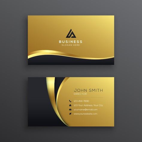 Free Vector | Golden business card premium template Golden Business Card, Luxury Business Cards, Business Card Template, Business Card Design, Card Template, Business Cards, Vector Free, Card Design