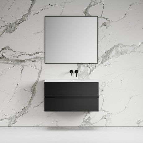 Vanity Units with Stone Basins Hotel Style Bathroom, Bathroom Vanity Unit, Black Vanity, Stunning Bathrooms, Stone Basin, Bathroom Suite, Bathroom Vanity Units, Bathroom Collections, Modern Vanity