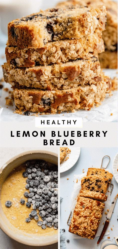 Healthy Blueberry Bread, Healthy Lemon Blueberry, Blueberry Loaf Cakes, Blueberry Bread Recipe, Lemon And Blueberry, Blueberry Loaf, Quick Bread Recipe, Peanut Butter Bread, Lemon Blueberry Bread