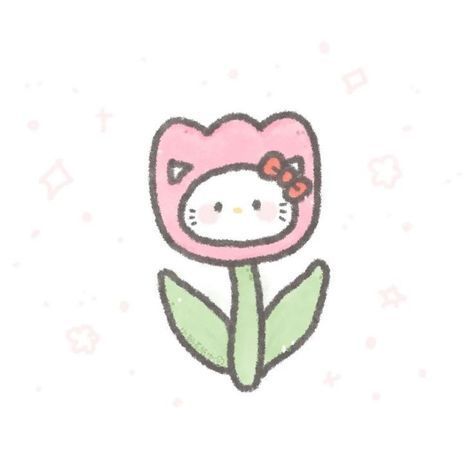 Hello Kitty Doodles, Flowers Drawing Simple, Flower Hello Kitty, Flower Drawing Ideas, Tulip Drawing, Images Hello Kitty, Sweet Pictures, Cartoon Flower, Cute Easy Doodles