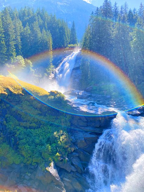 #austria #landscape #waterfall #rainbow #aesthetic #aestheticwallpaper #nature #mothernature Nature Lockscreen, Austria Landscape, Waterfall Rainbow, Landscape Waterfall, Rainbow Waterfall, Rainbow River, Flower Road, Dnd Campaign, Forest Aesthetic