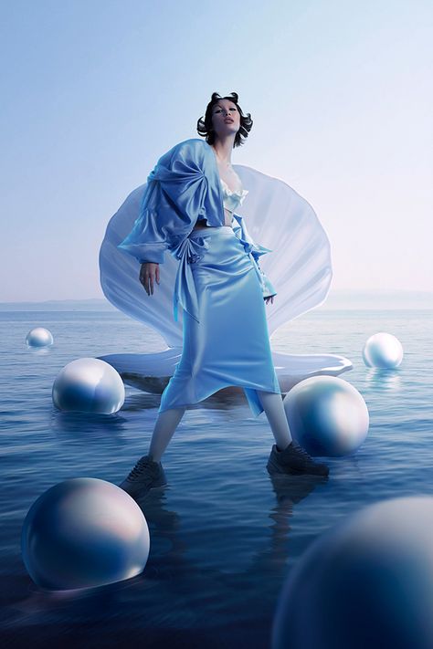 ✪ Campaign | LADY K - FALL-WINTER 2021 "OCEAN CALLING" on Behance Mermaid Concept, K Photo, The Deep Ocean, 3d Photography, Photo Concept, Creative Photoshoot Ideas, 3d Fashion, Deep Ocean, 3d Photo