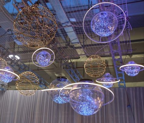 Showcase Decoration, Ornament Chandelier, Starry Wedding, Galaxy Wedding, Starry Night Wedding, Prom Themes, Outer Space Theme, Dance Themes, Ball Wedding