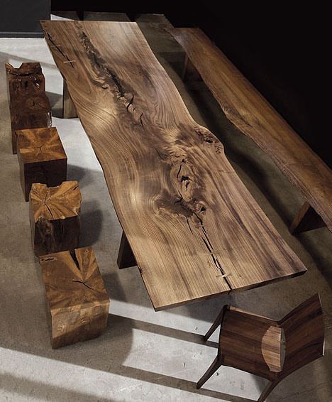 Naturalist Furniture, Walnut Wood Furniture, Hudson Furniture, Furnitur Ruang Keluarga, Live Edge Furniture, Log Furniture, Diy Holz, Reclaimed Wood Furniture, Into The Woods