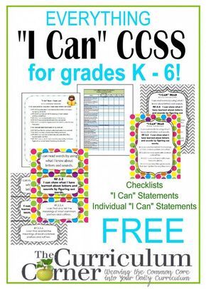 Common Core I Can Statements for kindergarten, 1st, 2nd, 3rd, 4th, 5th and 6th grades | all free from The Curriculum Corner | kid friendly language | individual standards | checklists | & so much more!!! Learning Targets, I Can Statements, 3rd Grade Classroom, 3rd Grade Reading, Common Core State Standards, Teacher Organization, Common Core Math, Beginning Of School, 3rd Grade Math