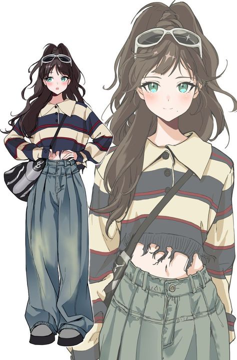 Anime Style Clothes Fashion, Anime Girlies Outfit, Casual Anime Outfits Drawing, Outfits Anime Drawing, Anime Outfit Design, Anime Character Outfits, Anime Girlies Cute, Anime Style Outfit, Anime Clothes Outfits