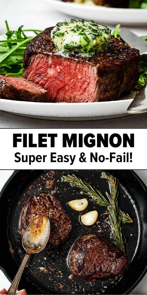 Best filet mignon recipe Filet Mignon Steak Recipes, Filet Migon, Pan Seared Filet Mignon, Cast Iron Skillet Recipes Dinner, Filet Mignon Recipe, Filet Recipes, Mignon Steak, Filet Mignon Recipes