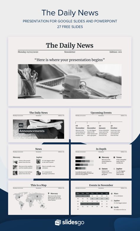 News Presentation, News Ppt Template, Newspaper Presentation, Newspaper Powerpoint, Slidesgo Templates, Newspaper Ppt Template, Newspaper Template Editable, History Ppt Template, Historical Powerpoint Template