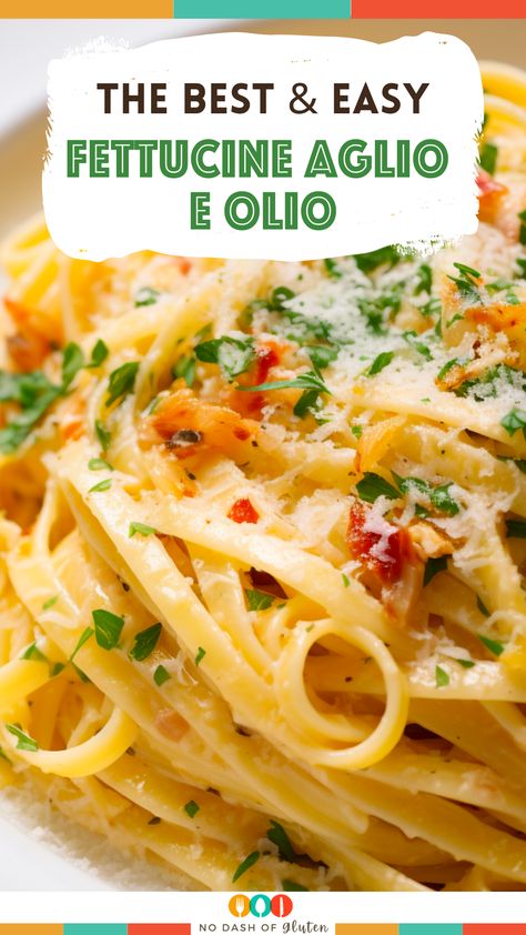 Discover the magic of authentic Italian cuisine with this Fettucine Aglio e Olio recipe! Dive into perfectly cooked pasta strands coated in a rich, garlicky olive oil sauce, punctuated with hints of red pepper and lemon zest. Finished with freshly grated parmigiano and parsley, this dish is a celebration of simplicity and flavor. Perfect for weeknight dinners or special occasions. Craving more delectable recipes? Click now and get cooking! Easy Olive Oil Pasta Recipes, Olive Sauce For Pasta, Fettucini Aglio E Olio 12 Tomatoes, Fettuccine Aglio E Olio, Oil Base Pasta, Pasta With Olive Oil Sauce, Pasta Sauces Recipes Olive Oil, 12 Tomatoes Fettuccine Aglio E Olio, Fettucine Aglio E Olio 12 Tomatoes