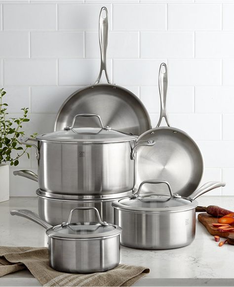 J.a. Henckels Zwilling J.a. Henckels Spirit 10-Piece Polished Stainless Steel Cookware Set Royal Prestige, Gourmet Magazine, Stainless Steel Cookware Set, Desain Pantry, Induction Cookware, Cookware Set Stainless Steel, Gadgets Kitchen Cooking, Copper Cookware, Stainless Steel Cookware