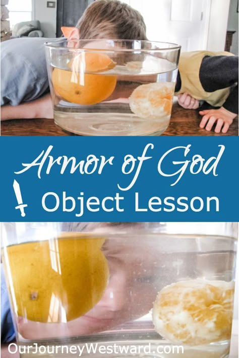 Armor Of God Object Lesson, Armor Of God Lesson, Sunday School Object Lessons, Kids Church Lessons, Preschool Bible Lessons, Kids Sunday School Lessons, Bible Object Lessons, The Armor Of God, Childrens Sermons