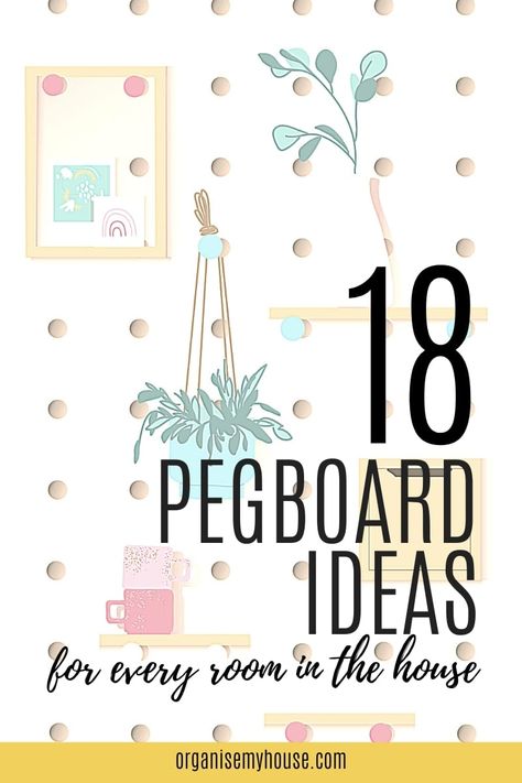 Pegboards are a great organising tool to use to display accessories and keep things tidy. Whether you use them in the craft room, garage, home office, kitchen, or any other room in your house - it's up to you! Here are some amazing Pegboard ideas for inspiration on your next DIY home project! Pegboard Makeup Organization, How To Make Pegboard Look Better, Peg Board Office, Peg Board Walls Craftroom, Craft Room Pegboard Ideas, Pegboard Organization Ideas, Peg Board Organization, Pegboard Decor, Cross Stitch Pegboard Pattern