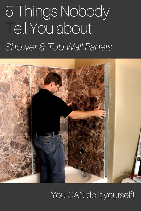 Have you been told shower and tub wall panels have to be installed by a professional with specialized tools? This is just not so! In this article learn 5 things nobody tells you about wall panels - including the fact you can do it yourself. - Innovate Building Solutions #DIY #DoItYourself #BathroomRemodeling #WallPanels Acrylic Shower Walls, Diy Trinkets, Shower Wall Kits, Shower Remodel Diy, Diy Floating Shelves, Bathroom Paneling, Faux Granite, Wall Paneling Diy, Bathroom Shower Walls