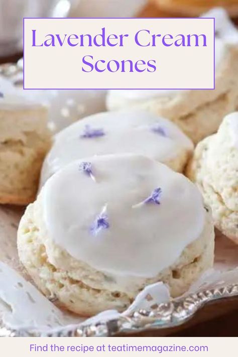 Confectioners Sugar Glaze, Cream Scones Recipe, Tea Sandwich, Lavender Cream, Lavender Recipes, Cream Scones, Fresh Lavender, Scone Recipe, Lavender Flowers