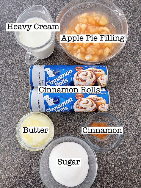 Enjoy a simple and delicious Apple Cinnamon Roll Bake made with pre-made cinnamon roll dough and apple pie filling, perfect for a cozy breakfast or dessert. Cinnamon Roll Apple Crock Pot, Recipe With Pillsbury Cinnamon Rolls And Apple Pie Filling, Canned Cinnamon Rolls With Apple Pie Filling, Cinnamon Rolls Apples Bake, Apple Pie Croissant Rolls, Cinnamon Rolls With Pie Filling, Cinnamon Roll Deserts, Apple Pie Filling Cinnamon Rolls Pillsbury, Apple Pie Filling And Cinnamon Rolls