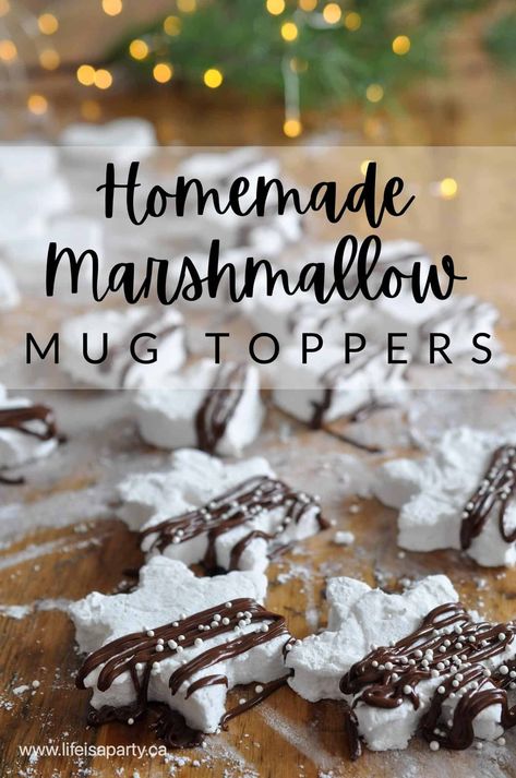 Homemade Marshmallow Gift, Marshmallows For Hot Chocolate, Diy Mini Marshmallows, Marshmallow Gift Ideas, Homemade Marshmallows Christmas, Hot Cocoa Marshmallows, Marshmallow Hot Chocolate Toppers, Whipped Cream Hot Chocolate Topper, Hot Chocolate Toppers Diy