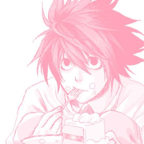 L Icon, Pink Manga, L Wallpaper, Pink Anime, Pink Icons, L Lawliet, Pastel Pink Aesthetic, Anime Wall, Kawaii Wallpaper