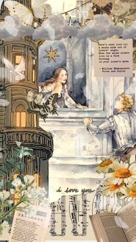 Romeo and Juliet Vintage Romeo And Juliet, Romeo And Juliet Decor, Romeo And Juliet Book Aesthetic, Romeo And Juliet Collage, Romeo And Juliet Background, Romeo And Juliet Aesthetic Art, Romeo And Juliet Aesthetic Wallpaper, Romeo And Juliet Wallpaper, Romeo And Juliet Painting