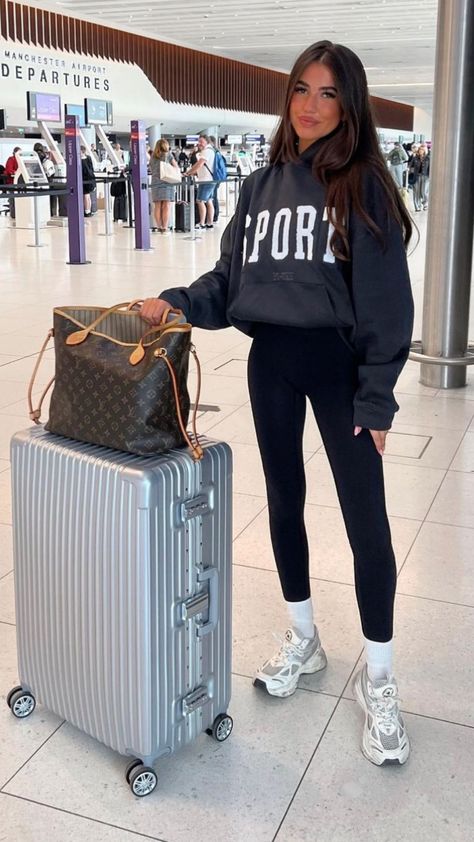 Ultimate Leggings - Black curated on LTK Winter Airport Look, Honeymoon Airport Outfit, Comfy Airport Outfit Winter, Airport Outfit Leggings, Comfy Cute Airport Outfit, Plane Outfit Airport Style, Hoodie And Leggings Outfit, Cute Airport Outfit, Matching Loungewear Set