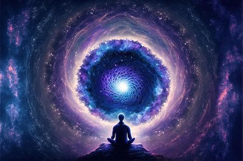 Universe cosmos meditation background ch... | Premium Photo #Freepik #photo #spiritual #healing #meditation-background #mantra Nature, Meditation Background, About Universe, Meditation Art Spirituality, Labyrinth Design, Meditation Art, Purple Themes, Spiritual Meditation, Nature Art Painting