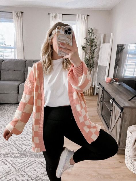 Loved By You Checkered Cardigan Barranquilla, Teacher Outfits, Simple Teacher Outfits, Teacher Appropriate Outfits, Checkered Cardigan, Cute Teacher Outfits, Teaching Outfits, Teacher Outfit, Cardigan Outfits