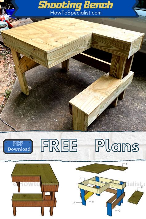 Shooting Table Plans, Shooting Bench Ideas, Portable Shooting Bench, Deer Hunting Stands, Shooting Bench Plans, Shooting Table, How To Make Furniture, Agriculture Projects, Make Furniture