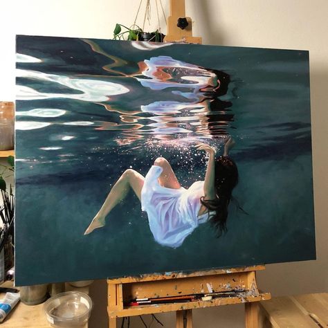 Lena Danya on Instagram: ““Clarity” 40x30in oil on canvas I just realized that I never posted this painting to my IG even though I finished it over a month ago and…” Water, Instagram, Lena Danya, Simple Art, Oil On Canvas, Ted Baker Icon Bag, Floating, Canvas, On Instagram