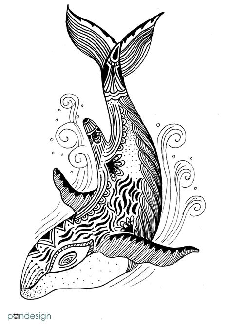 Hewan Art, Zentangle Animals Art Easy, Vignette Art, Drawing Doodles Sketchbooks, Vignette Drawing Easy, Whale Zentangle, Zentangle Animals Easy, Stilasi Fauna, Vignette Drawing