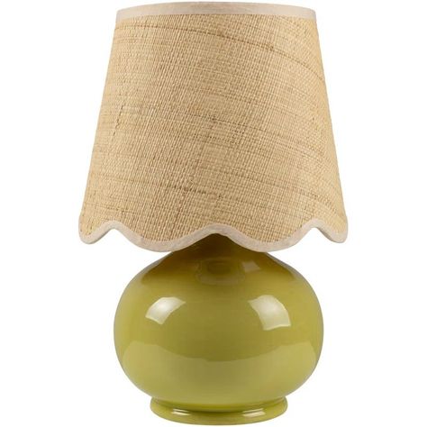 Momsen Lamp curated on LTK Yellow Table Lamp, Green Table Lamp, Country Cottage Style, Green Table, Cozy Reading Nook, Accent Lamp, Decorative Accents, Portable Light, Ceramic Table Lamps