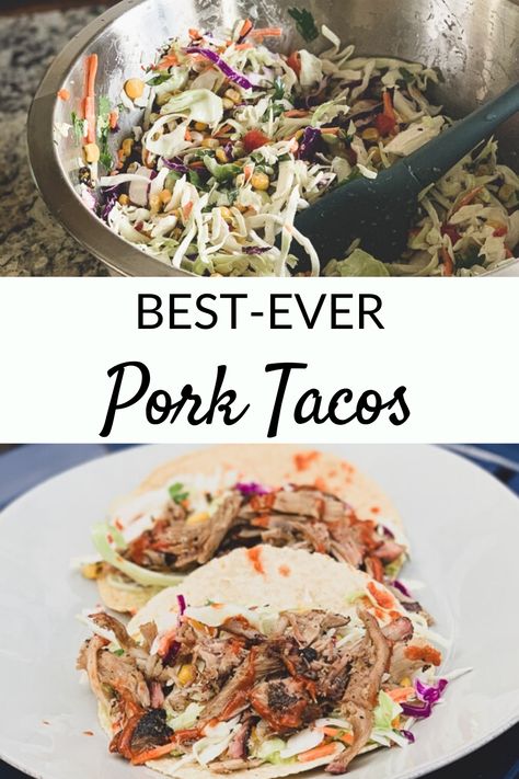 Kahlua Pork Tacos, Pork Tacos With Leftover Pork, Leftover Pork Roast Taco Recipes, Coleslaw For Pork Tacos, Pork Taco Sauce, Pork Tacos Recipes, Easy Pork Tacos, Slaw For Pulled Pork, Slaw For Tacos