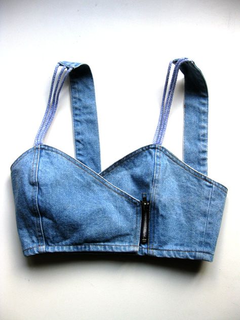 80s Denim Bustier Crop Top Nautical Bralet S by Gintro on Etsy Blue Recycled Denim Cropped Bottoms, Trendy Blue Denim Crop Top, Trendy Denim Blue Crop Top, Denim Bralette, Fitted Blue Recycled Denim Top, Denim Boobtube Top, Reworked Clothes, Denim Bustier, 80s Denim