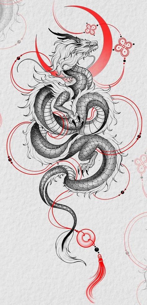 Tattoo Sketch Art, Dragon Tattoo Back, Black Dragon Tattoo, Dragon Tattoo Drawing, Watercolor Tattoo Ideas, Gear Tattoo, Asian Dragon Tattoo, Dragon Tattoo Sketch, Chinese Dragon Tattoos