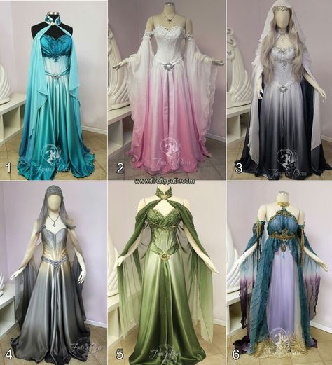 These are so cute! Gaun Abad Pertengahan, Fantasy Dresses, Fantasy Gowns, Medieval Dress, Fairytale Dress, فستان سهرة, Fantasy Dress, Cosplay Dress, Fairy Dress