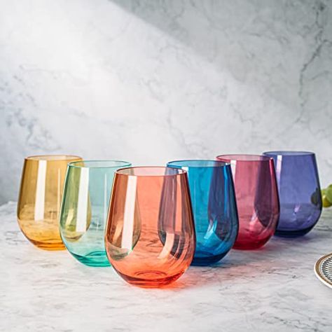 Lilly - thefurnituredr's Amazon Page Unique Drinkware, Colored Wine Glasses, Plastic Wine Glasses, Serving Ware, Bride Accessories, Stemless Wine Glasses, Outdoor Event, Glassware Set, Light Orange