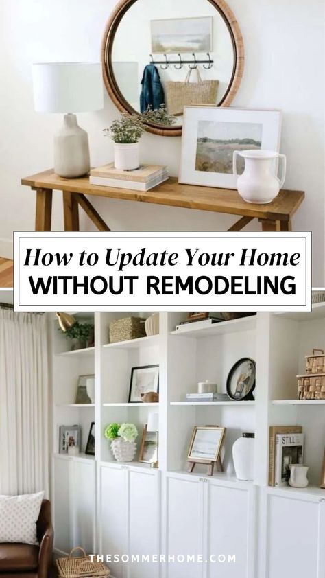 Looking to refresh your space? Check out these strategies for Updating House without breaking the bank! With clever Home Decor Tips and Affordable Home Decor finds, you can give every room a stylish update. Find out how small changes can make a big difference in achieving the home of your dreams without remodeling. Minimal Shelf Decor, Rearranging Furniture, Classy Decor, Home Budget, Update Your Home, Budget Friendly Decor, Living Room Cabinets, Diy Remodel, Home Upgrades