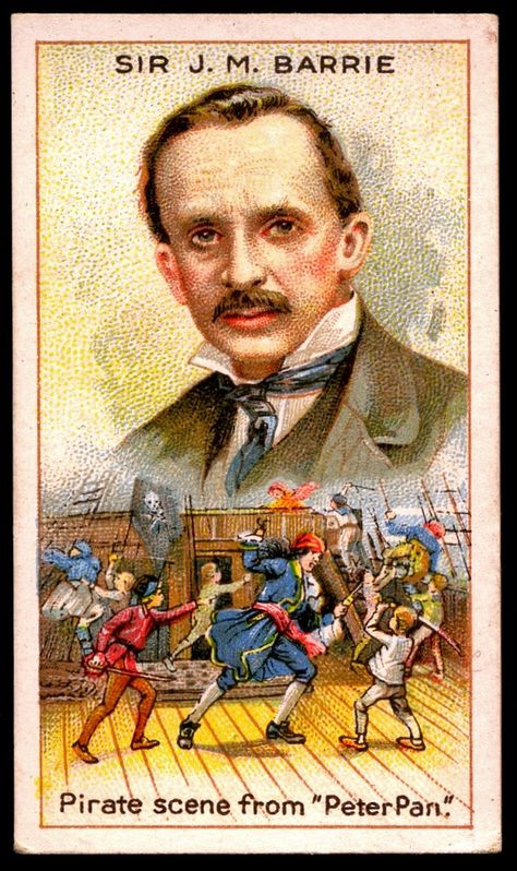 https://flic.kr/p/7vTC3S | Cigarette Card - J.M.Barrie | Millhoff Cigarettes, Men of Genius, 1924.  #23 Sir James Matthew Barrie - Peter Pan. Peter Pan Art, Louis Pasteur, Alfred The Great, J M Barrie, James Matthews, Antique Images, Collector Cards, My Dream Car, Children's Book Illustration