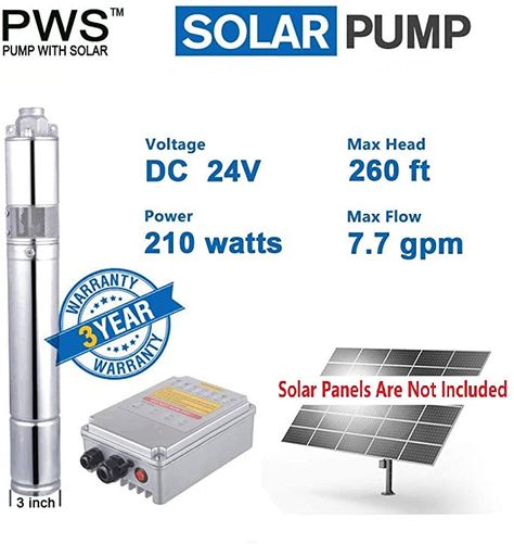 Amazon.com : PWS Stainless 316 Solar Water Pump Kit, Solar Borehole Pump, JS3-1.8-80 : Garden & Outdoor Deep Well Submersible Pump, Solar Powered Water Pump, Submersible Well Pump, Solar Pond, Garden Watering System, Garden Water Fountains, Solar Water Pump, Pond Pumps, Garden Water