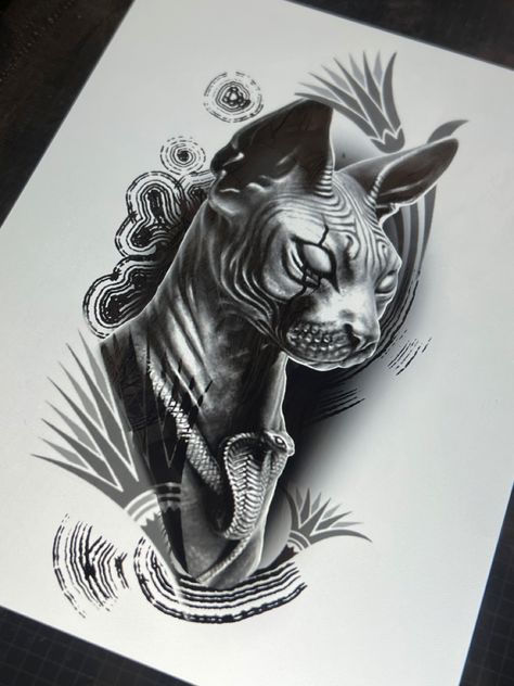 Sphinx Cat Tattoo Egyptian, Egyptian Cat Tattoo Designs, Egyptian Sphinx Tattoo, Egyptian Cat Drawing, Sphinx Cat Tattoo, Egyptian Cat Tattoo, Bratz Drawings, Cleopatra Tattoo, Sphinx Tattoo